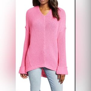 Caslon Cuffed Bell  Sleeve High Low Sweater